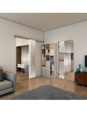 Pendeltür - Fineprint Model 059 Weiss auf Klarglas