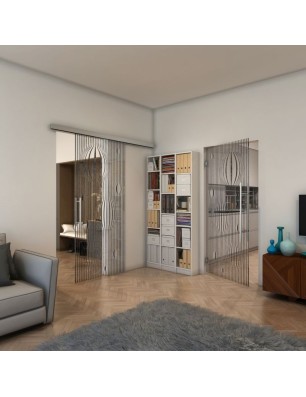 Pendeltür - Fineprint Model 060 Schwarz auf Klarglas