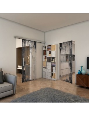 Pendeltür - Fineprint Model 061 Schwarz auf Klarglas