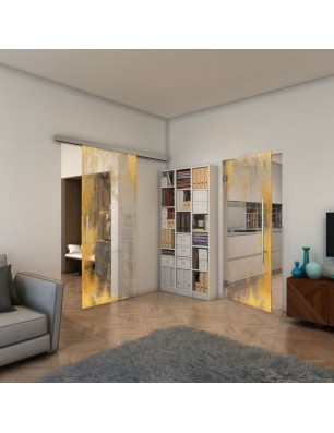 Pendeltür - Fineprint Model 061 Gold auf Klarglas