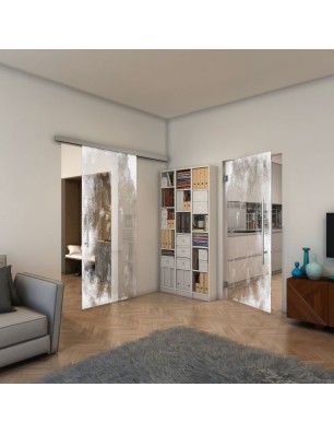 Pendeltür - Fineprint Model 061 Weiss auf Klarglas