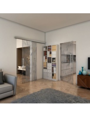 Pendeltür - Fineprint Model 062 Schwarz auf Klarglas