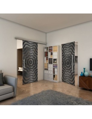 Pendeltür - Fineprint Model 064 Schwarz auf Klarglas