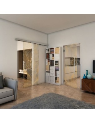 Pendeltür - Fineprint Model 066 Gold auf Klarglas