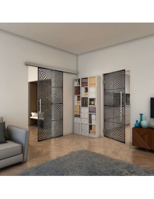 Pendeltür - Fineprint Model 069 Schwarz auf Klarglas