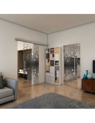 Pendeltür - Fineprint Model 072 Schwarz auf Klarglas