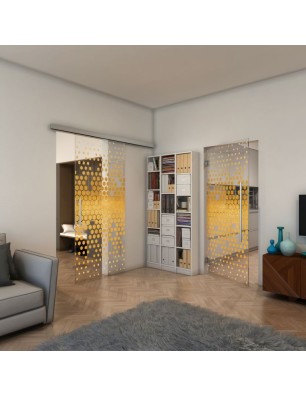 Pendeltür - Fineprint Model 072 Gold auf Klarglas