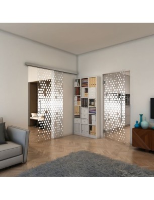 Pendeltür - Fineprint Model 072 Weiss auf Klarglas