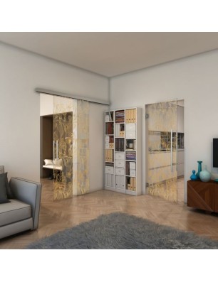 Pendeltür - Fineprint Model 077 Gold auf Klarglas
