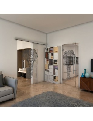 Pendeltür - Fineprint Model 078 Schwarz auf Klarglas