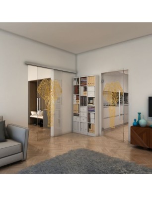 Pendeltür - Fineprint Model 078 Gold auf Klarglas