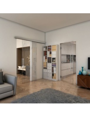 Pendeltür - Fineprint Model 079 Schwarz auf Klarglas