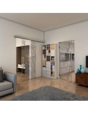 Pendeltür - Fineprint Model 080 Schwarz auf Klarglas