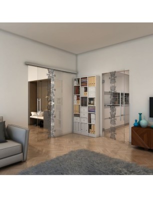 Pendeltür - Fineprint Model 081 Schwarz auf Klarglas