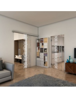 Pendeltür - Fineprint Model 081 Weiss auf Klarglas