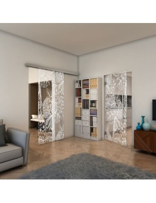 Pendeltür - Fineprint Model 083 Weiss auf Klarglas