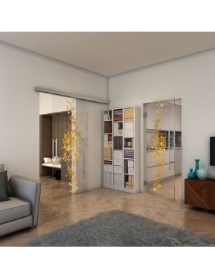 Pendeltür - Fineprint Model 085 Gold auf Klarglas