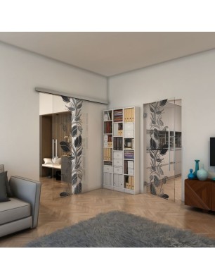 Pendeltür - Fineprint Model 086 Schwarz auf Klarglas