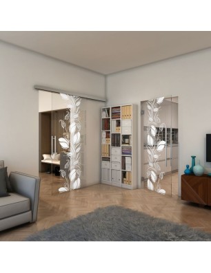 Pendeltür - Fineprint Model 086 Weiss auf Klarglas