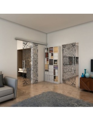 Pendeltür - Fineprint Model 087 Schwarz auf Klarglas