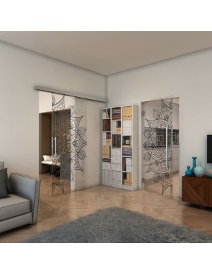 Pendeltür - Fineprint Model 088 Schwarz auf Klarglas