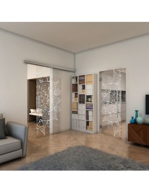 Pendeltür - Fineprint Model 088 Weiss auf Klarglas