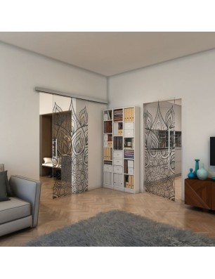 Pendeltür - Fineprint Model 089 Schwarz auf Klarglas