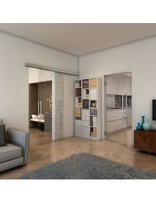 Pendeltür - Fineprint Model 090 Schwarz auf Klarglas