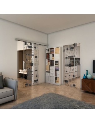 Pendeltür - Fineprint Model 092 Schwarz auf Klarglas