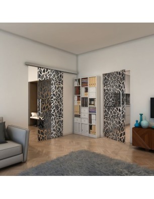 Pendeltür - Fineprint Model 093 Schwarz auf Klarglas