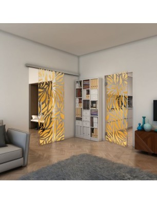 Pendeltür - Fineprint Model 096 Gold auf Klarglas