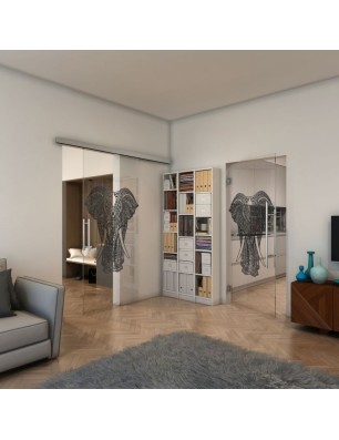 Pendeltür - Fineprint Model 098 Schwarz auf Klarglas