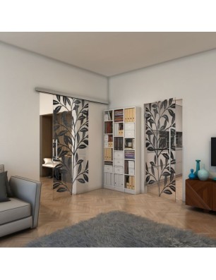 Pendeltür - Fineprint Model 099 Schwarz auf Klarglas