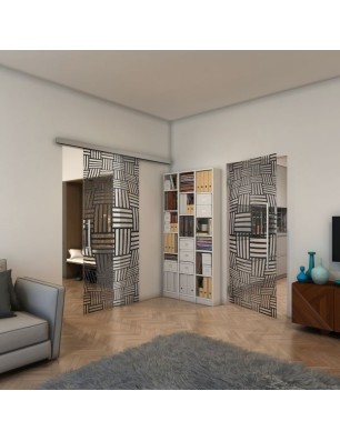 Pendeltür - Fineprint Model 104 Schwarz auf Klarglas