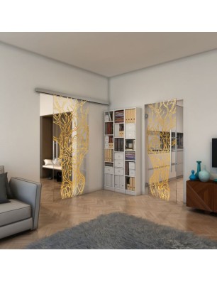 Pendeltür - Fineprint Model 105 Gold auf Klarglas