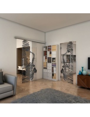 Pendeltür - Fineprint Model 106 Schwarz auf Klarglas