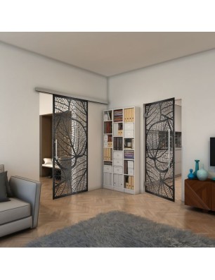 Pendeltür - Fineprint Model 107 Schwarz auf Klarglas