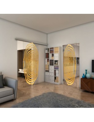 Pendeltür - Fineprint Model 109 Gold auf Klarglas