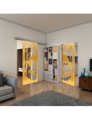 Pendeltür - Fineprint Model 110 Gold auf Klarglas