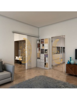 Pendeltür - Fineprint Model 113 Gold auf Klarglas