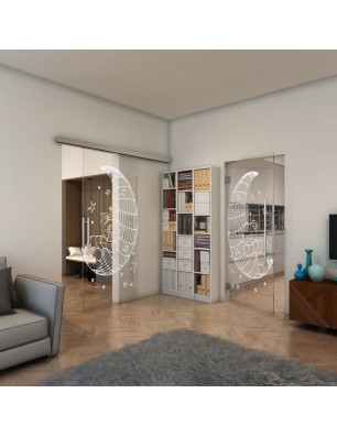 Pendeltür - Fineprint Model 113 Weiss auf Klarglas