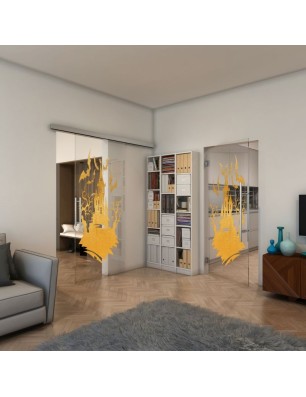 Pendeltür - Fineprint Model 114 Gold auf Klarglas