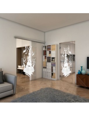 Pendeltür - Fineprint Model 114 Weiss auf Klarglas