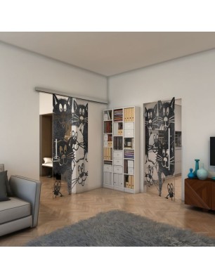 Pendeltür - Fineprint Model 115 Schwarz auf Klarglas