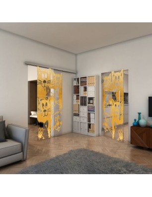 Pendeltür - Fineprint Model 115 Gold auf Klarglas