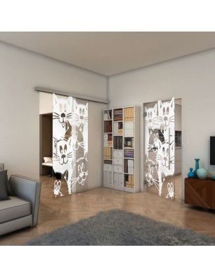 Pendeltür - Fineprint Model 115 Weiss auf Klarglas