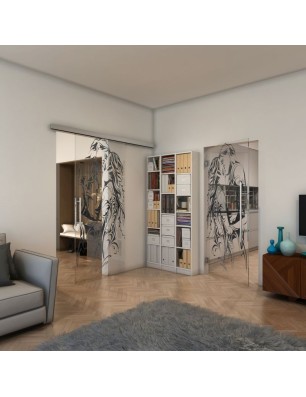 Pendeltür - Fineprint Model 116 Schwarz auf Klarglas