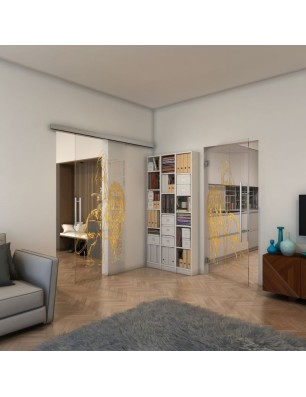 Pendeltür - Fineprint Model 117 Gold auf Klarglas