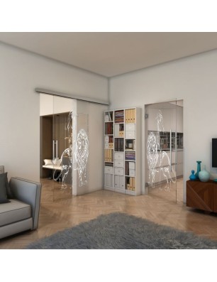 Pendeltür - Fineprint Model 117 Weiss auf Klarglas