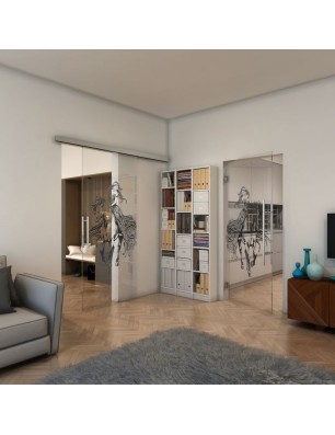 Pendeltür - Fineprint Model 118 Schwarz auf Klarglas